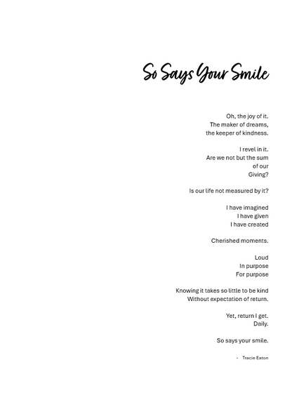 So Says Your Smile PRINT